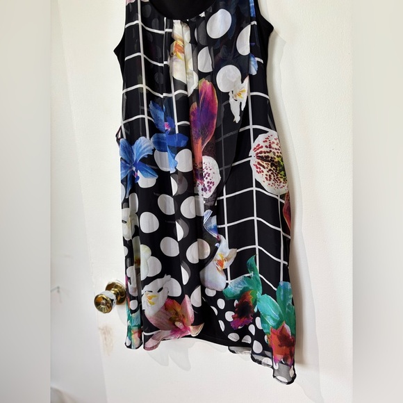 ✨Frank Lyman Polka Dot Floral Overlay Dress - Size 6 - Picture 3 of 7